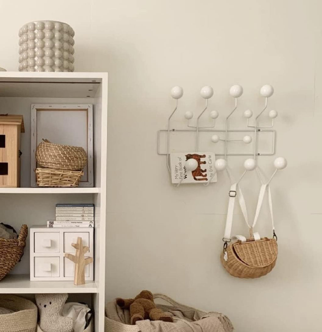 SHISEDECO Classic Hang it All Coat Rack, Mid Century Modern Wall Mounted Hooks with Painted Solid Wooden Balls, Decorative Creative Fashion Wood Hanger for Home, Bedroom (White)