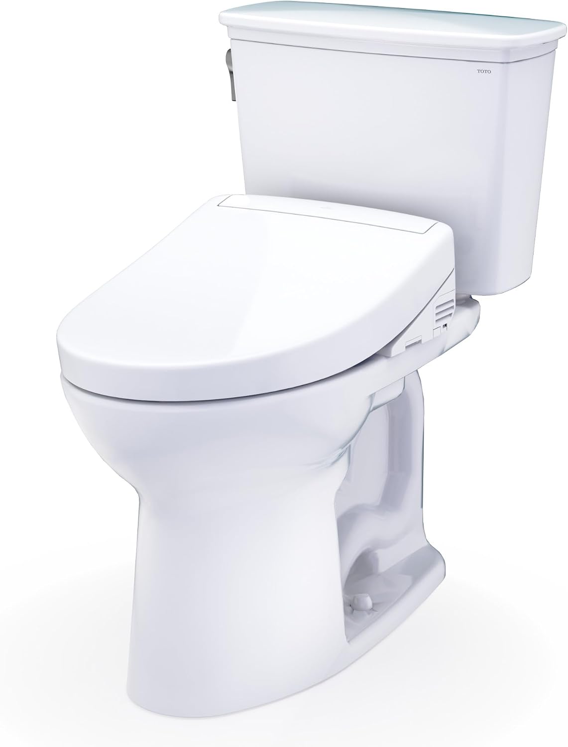 TOTO® Drake® Transitional WASHLET®+ Two-Piece Elongated 1.28 GPF Universal Height TORNADO FLUSH® Toilet with S5 Bidet Seat, Cotton White - MW7863446CEFG#01