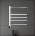 Towel Warmer Black,Wall Mounted S for Bathroom,Stainless Steel Heated Towel Rack, Drying with Intelligent Touch Screen Timer-White(White)