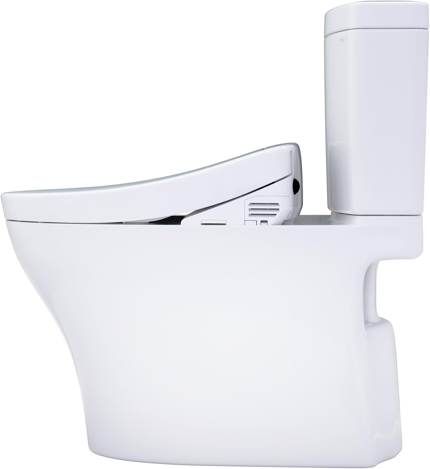 TOTO® WASHLET+® Aquia IV Two-Piece Elongated Dual Flush 1.28 and 0.9 GPF Toilet and WASHLET S5 Bidet Seat, Cotton White - MW4463446CEMGN#01