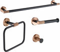 4 PCS Rose Gold Black Single Bar Towel Rack Towel Ring Bath Towel Coat Hook Toilet Paper Holder Bathroom Accessories