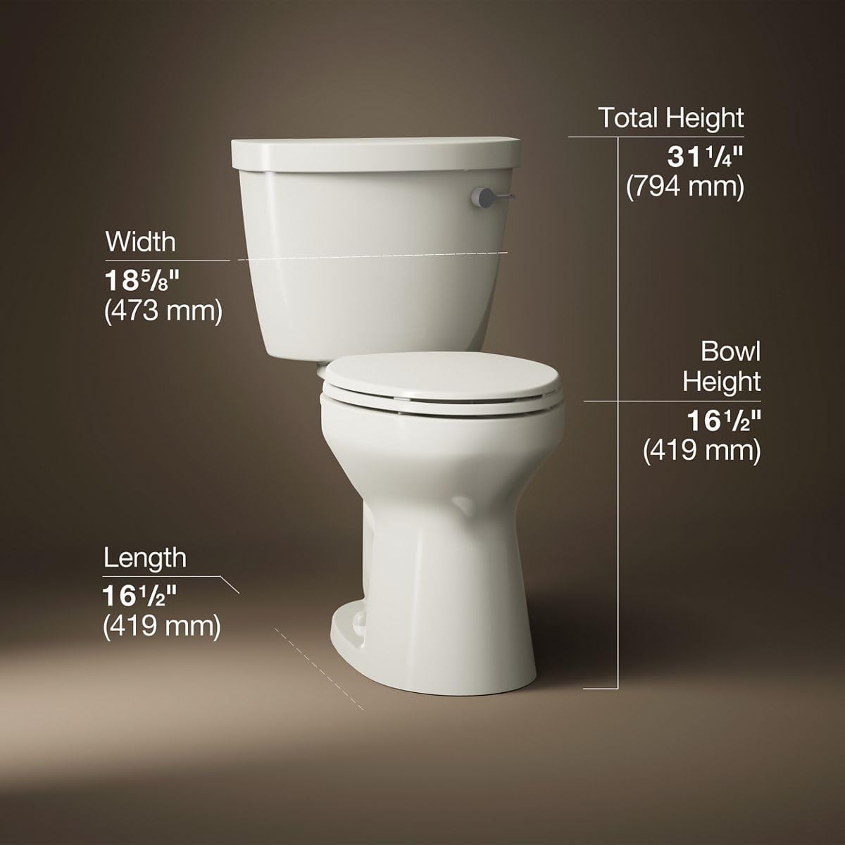KOHLER Cimarron Comfort Height Two-piece Elongated 1.28 Gpf Chair Height Toilet