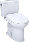 TOTO® Drake® WASHLET®+ Two-Piece Elongated 1.28 GPF Universal Height TORNADO FLUSH® Toilet with Auto Flush S7 Contemporary Bidet Seat, Cotton White - MW7764726CEFGA#01