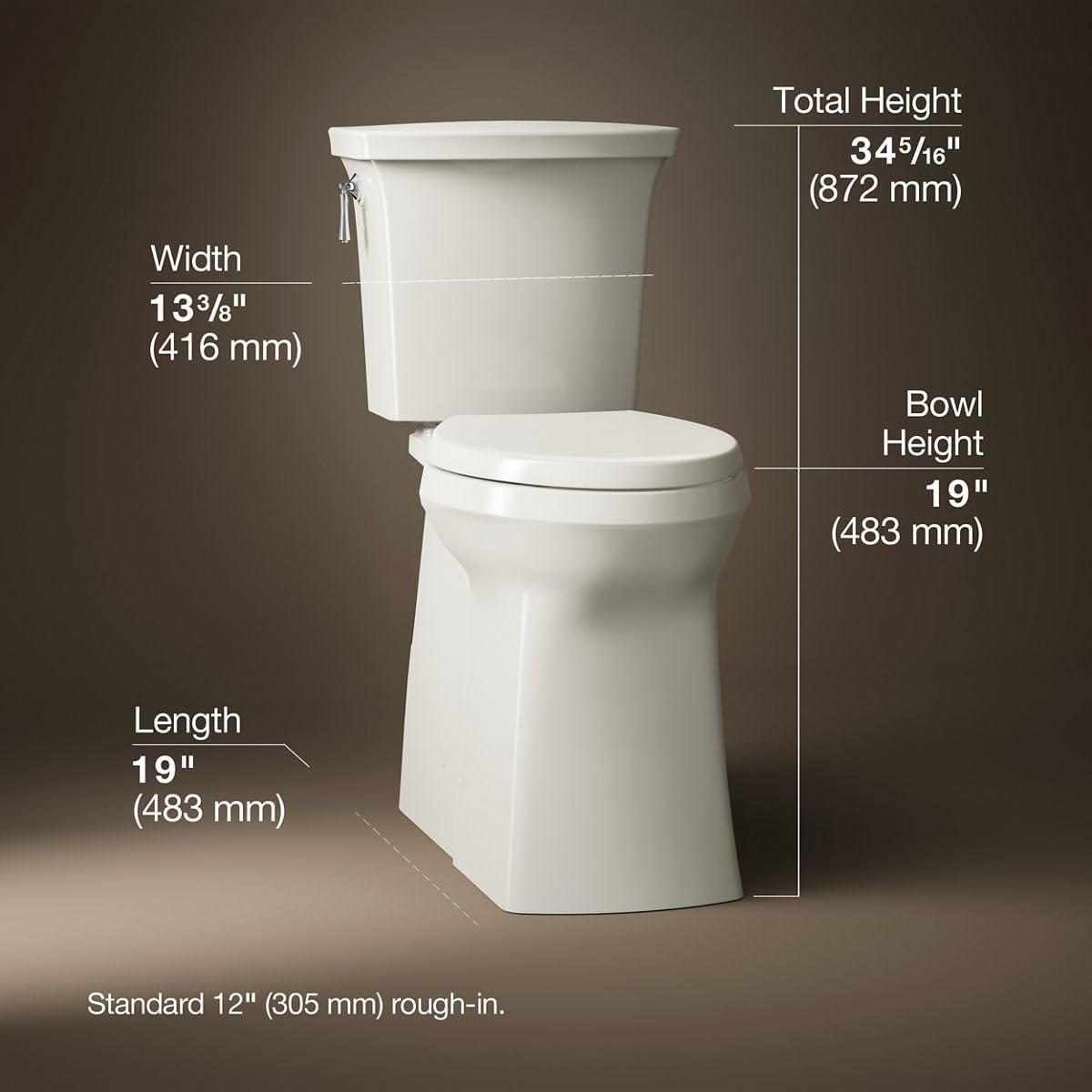 KOHLER Corbelle Tall Continuousclean Two-Piece Elongated Toilet With Skirted Trapway 1.28 Gpf