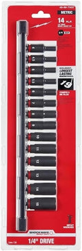 14PC 49-66-7003 Non-slip Hex Socket Set for Milwaukee 1/4' Drive Socket Set