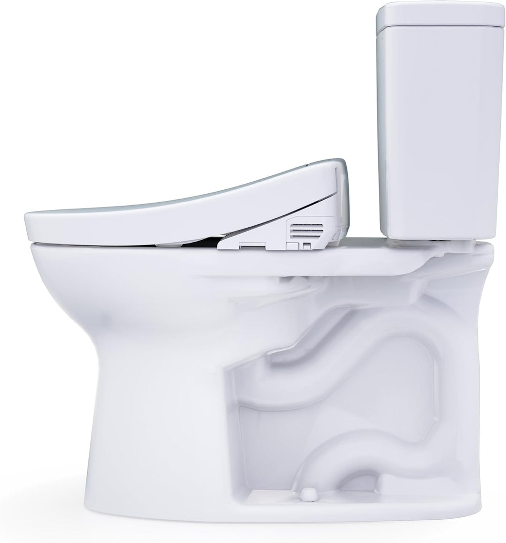 TOTO® Drake® WASHLET®+ Two-Piece Elongated 1.28 GPF Universal Height TORNADO FLUSH® Toilet with S2 Bidet Seat, 10 Inch Rough-In, Cotton White - MW7763346CEFG.10#01