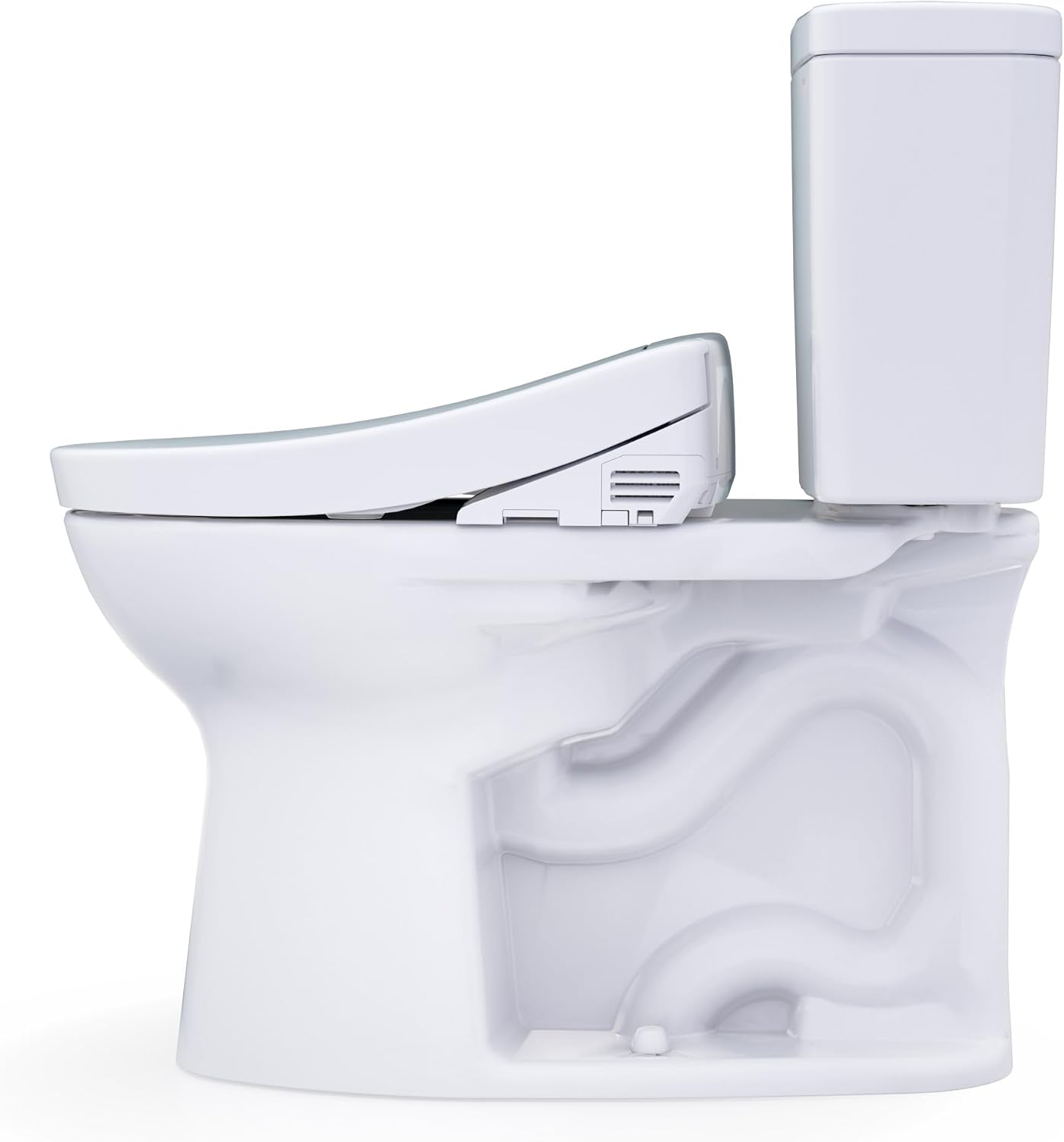 TOTO® Drake® WASHLET®+ Two-Piece Elongated 1.28 GPF Universal Height TORNADO FLUSH® Toilet with S2 Bidet Seat, 10 Inch Rough-In, Cotton White - MW7763346CEFG.10#01