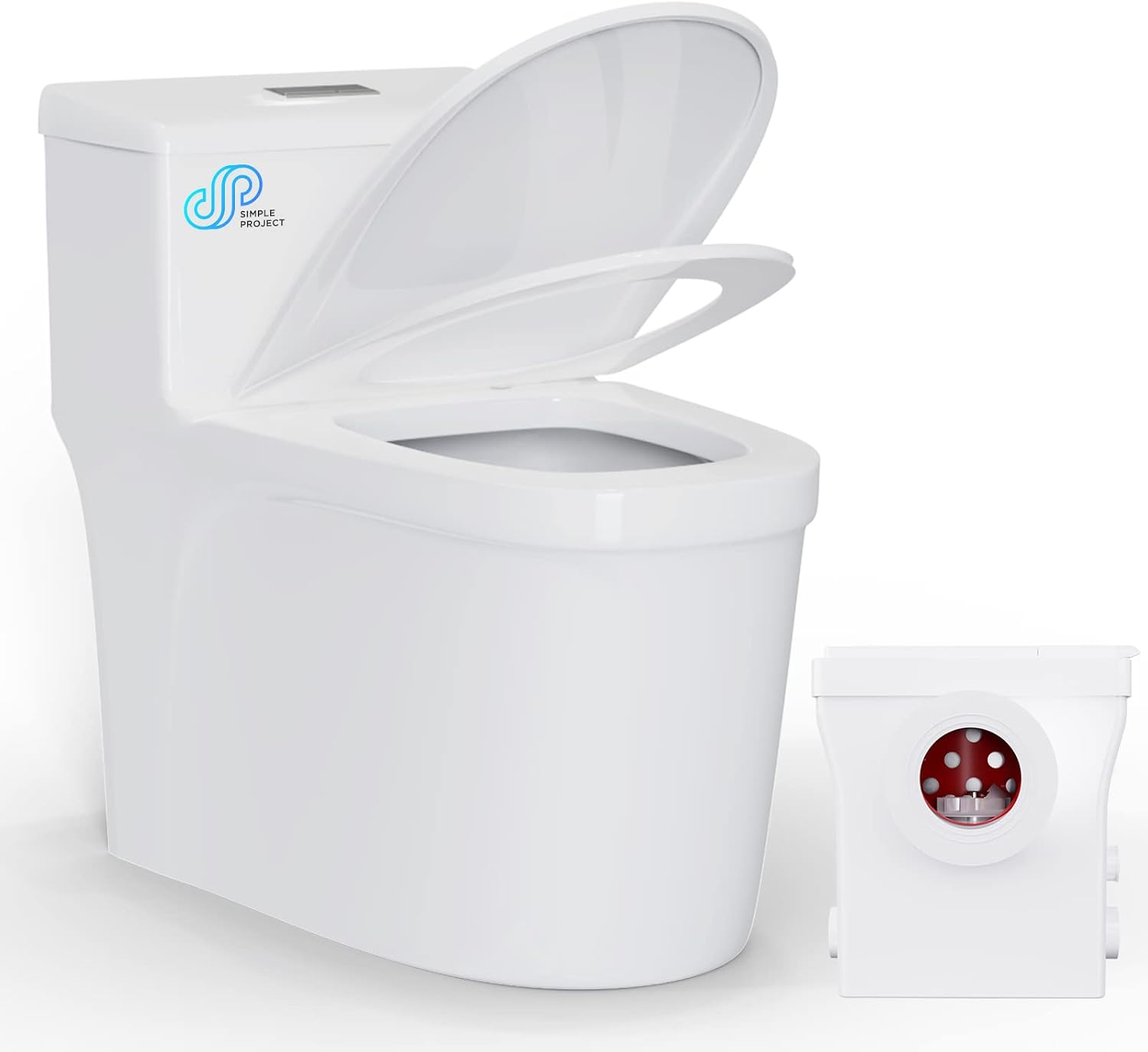 Simple Project 600w Upflush Toilet For Basement | One Piece Macerating Toilet With Macerator Pump System | Macerating Toilet System With 3 Water Inltes For Bathroom, Laundry, Sink