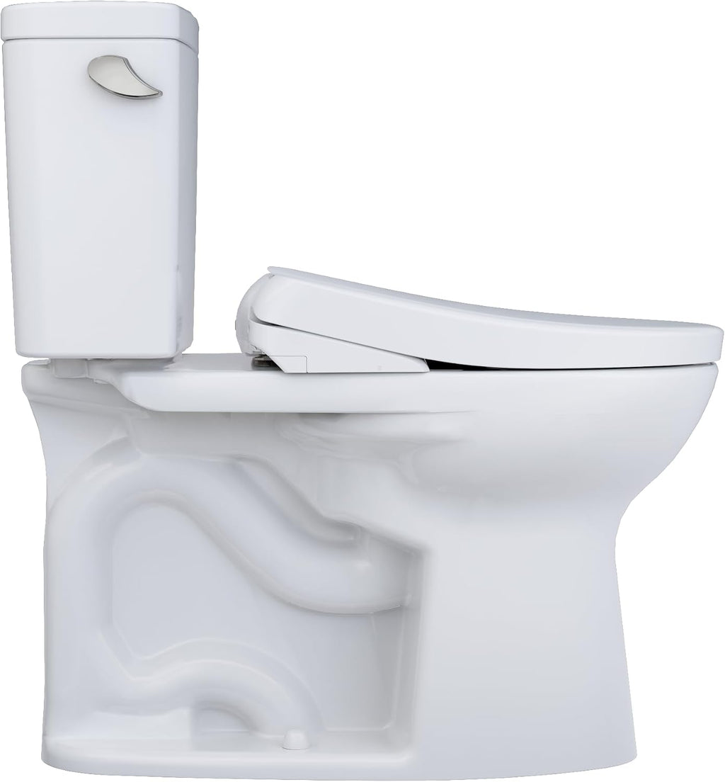 TOTO® Drake® WASHLET®+ Two-Piece Elongated 1.6 GPF Universal Height TORNADO FLUSH® Toilet with S7A Contemporary Bidet Seat, 10 Inch Rough-In, Cotton White - MW7764736CSFG.10#01
