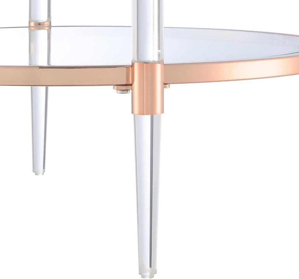 Convenience Concepts Royal Crest 2 Tier Acrylic Glass End Table, Rose Gold/Glass