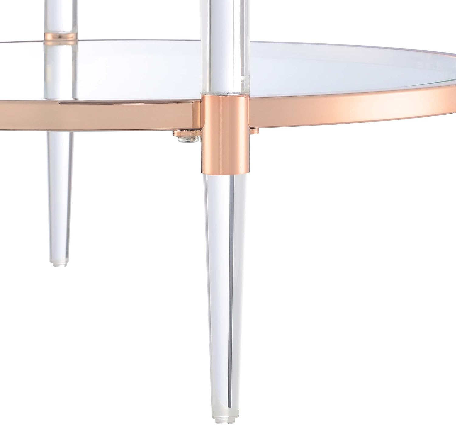 Convenience Concepts Royal Crest 2 Tier Acrylic Glass End Table, Rose Gold/Glass