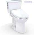 TOTO® Drake® Transitional WASHLET®+ Two-Piece Elongated 1.28 GPF Universal Height TORNADO FLUSH® Toilet with S5 Bidet Seat, Cotton White - MW7863446CEFG#01
