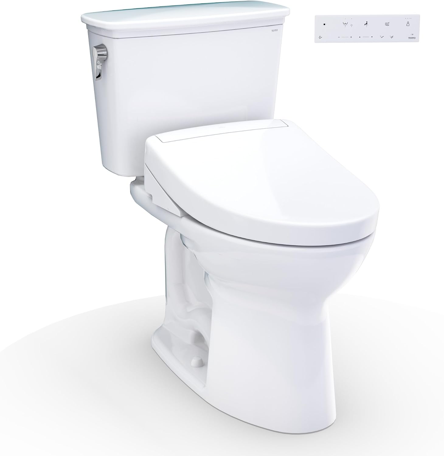 TOTO® Drake® Transitional WASHLET®+ Two-Piece Elongated 1.28 GPF Universal Height TORNADO FLUSH® Toilet with S5 Bidet Seat, Cotton White - MW7863446CEFG#01