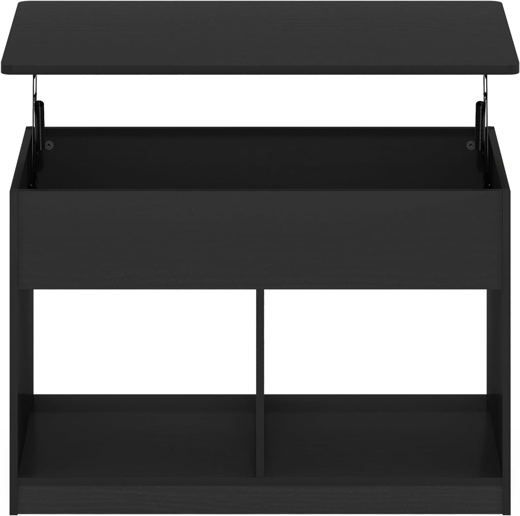 Furinno Jensen Lift Top Coffee Table with Storage Shelf and Hidden Compartment, for Living Room, Dark Americano