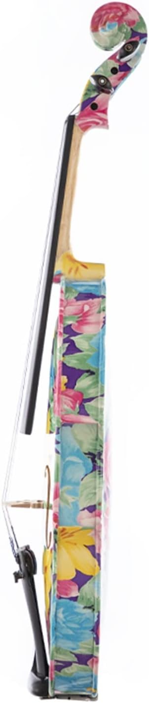 TSTS Flower Pattern 4/4 Full Size Solid Wood Acoustic Violin Musical Instruments with Case and Bow Adults Violins