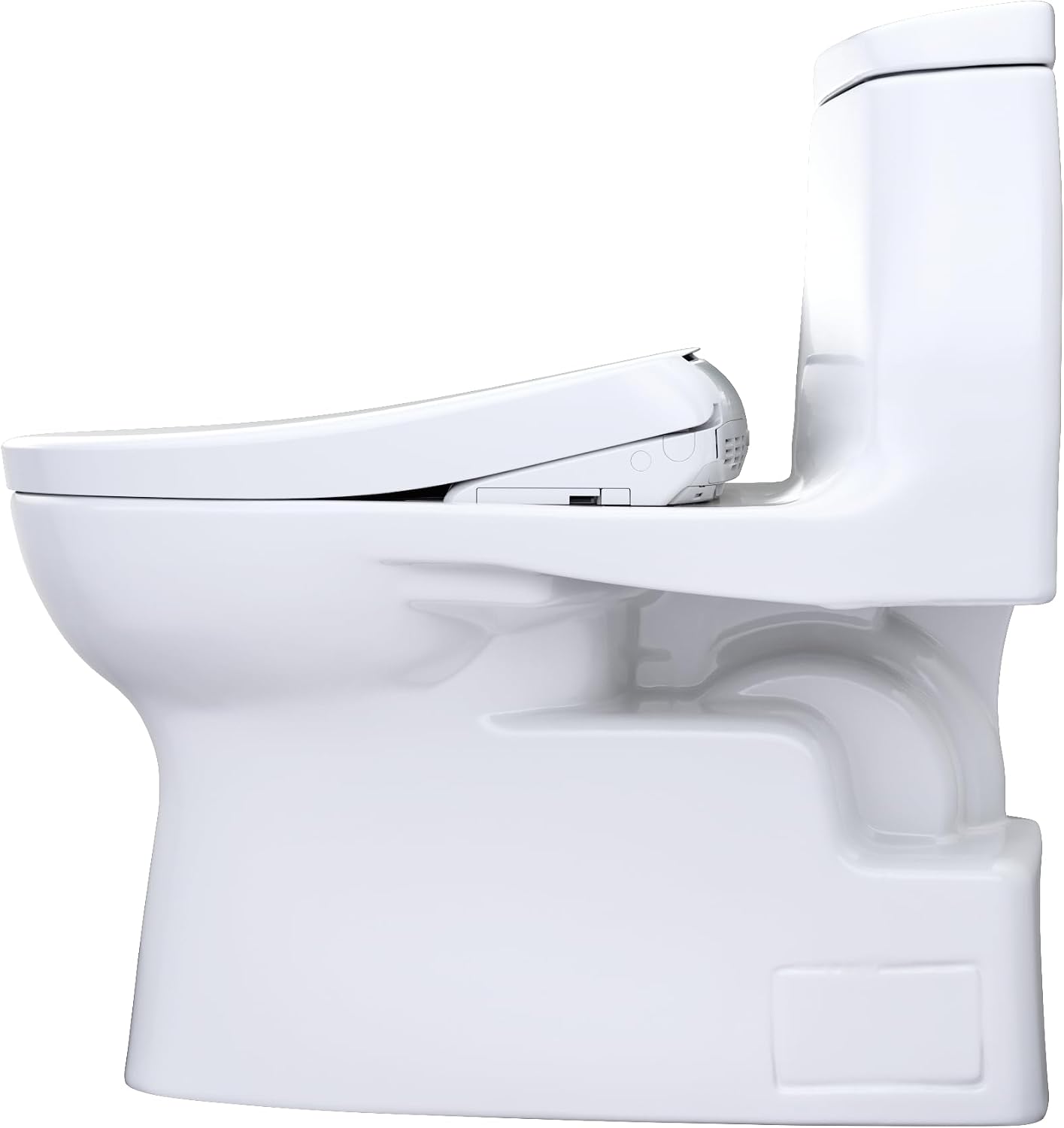 TOTO® WASHLET®+ Carlyle® II One-Piece Elongated 1.28 GPF Toilet with Auto Flush WASHLET®+ S7 Contemporary Bidet Seat, Cotton White - MW6144726CEFGA#01