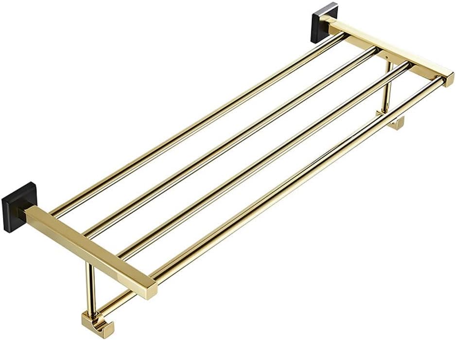 Brass Towel Rack Shelf Bathroom Bathroom Hardware Hanging Bathroom Towel Rack Black Gold Towel Bar Strong Bearing Capacity