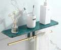 Marble Paper Towel Holder, Towel Rod, Wall Mounted Toilet Paper Holder, Shelf, green-50 Long Shelf with bar