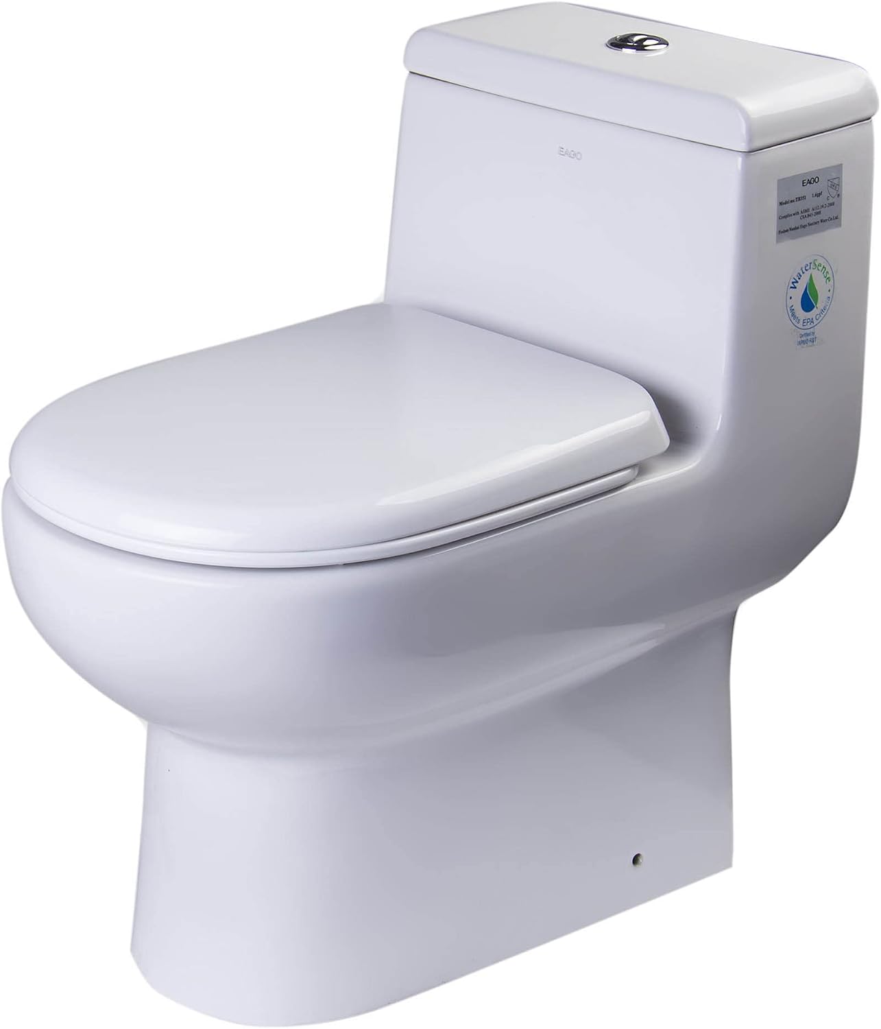 EAGO TB351 Dual Flush Eco-Friendly Ceramic Toilet, White, 1-Piece