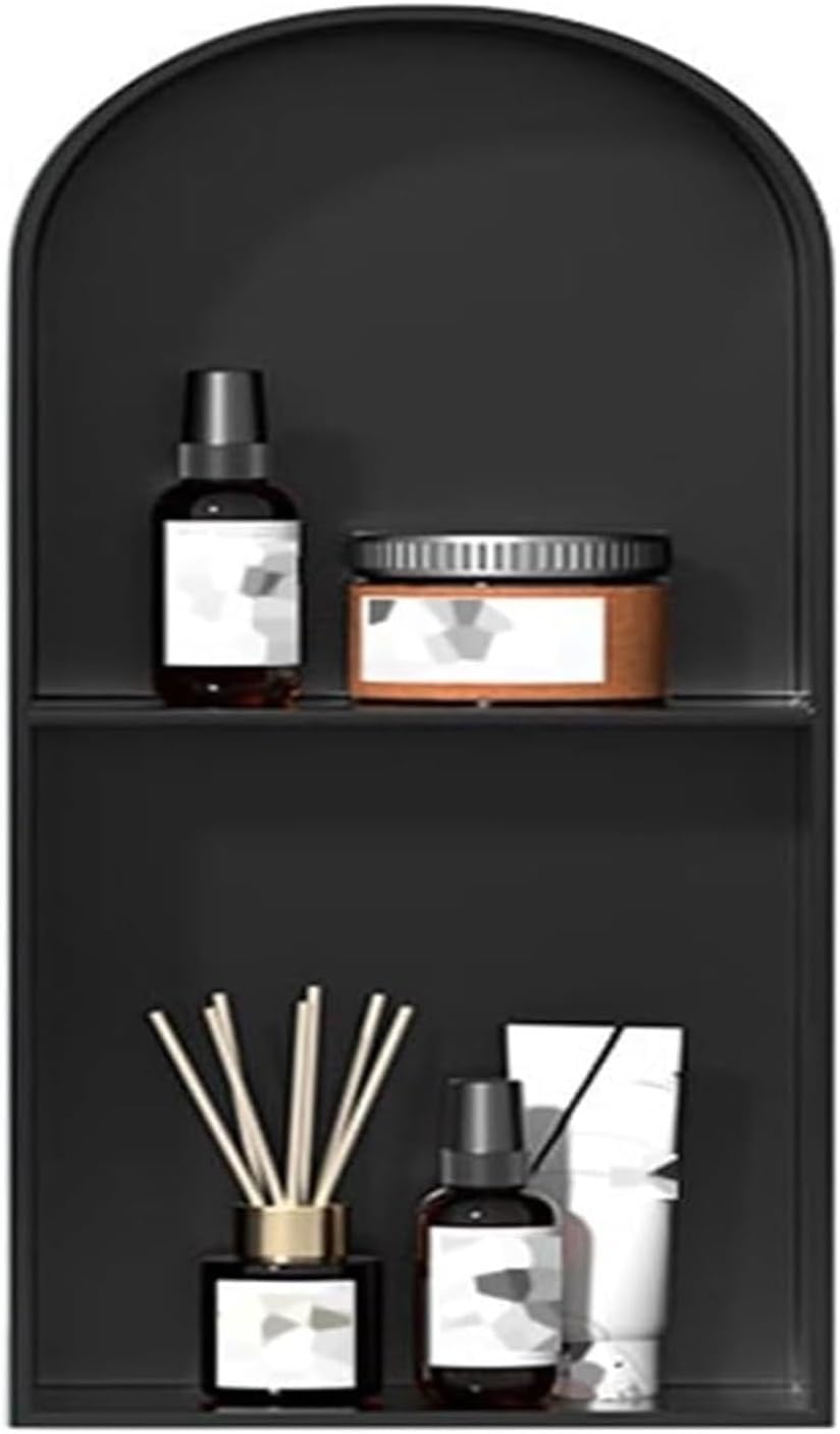 Stainless Steel Shower Niche, One-Piece Recessed Storage Shelf for Shampoo Toiletries, Home Improvement Shower Storage Stand, Easy Installation,Black,62x28x15cm