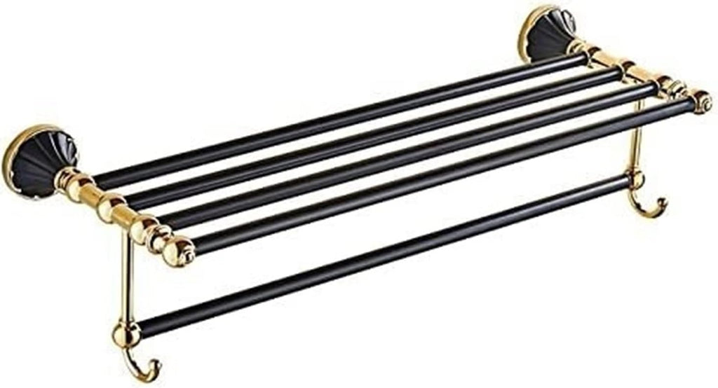 Towel Racks Black&Gold Bathroom Towel Bar Robe Hooks Holders Shelves Accessories for Bathroom(C)