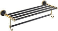 Towel Racks Black&Gold Bathroom Towel Bar Robe Hooks Holders Shelves Accessories for Bathroom(C)