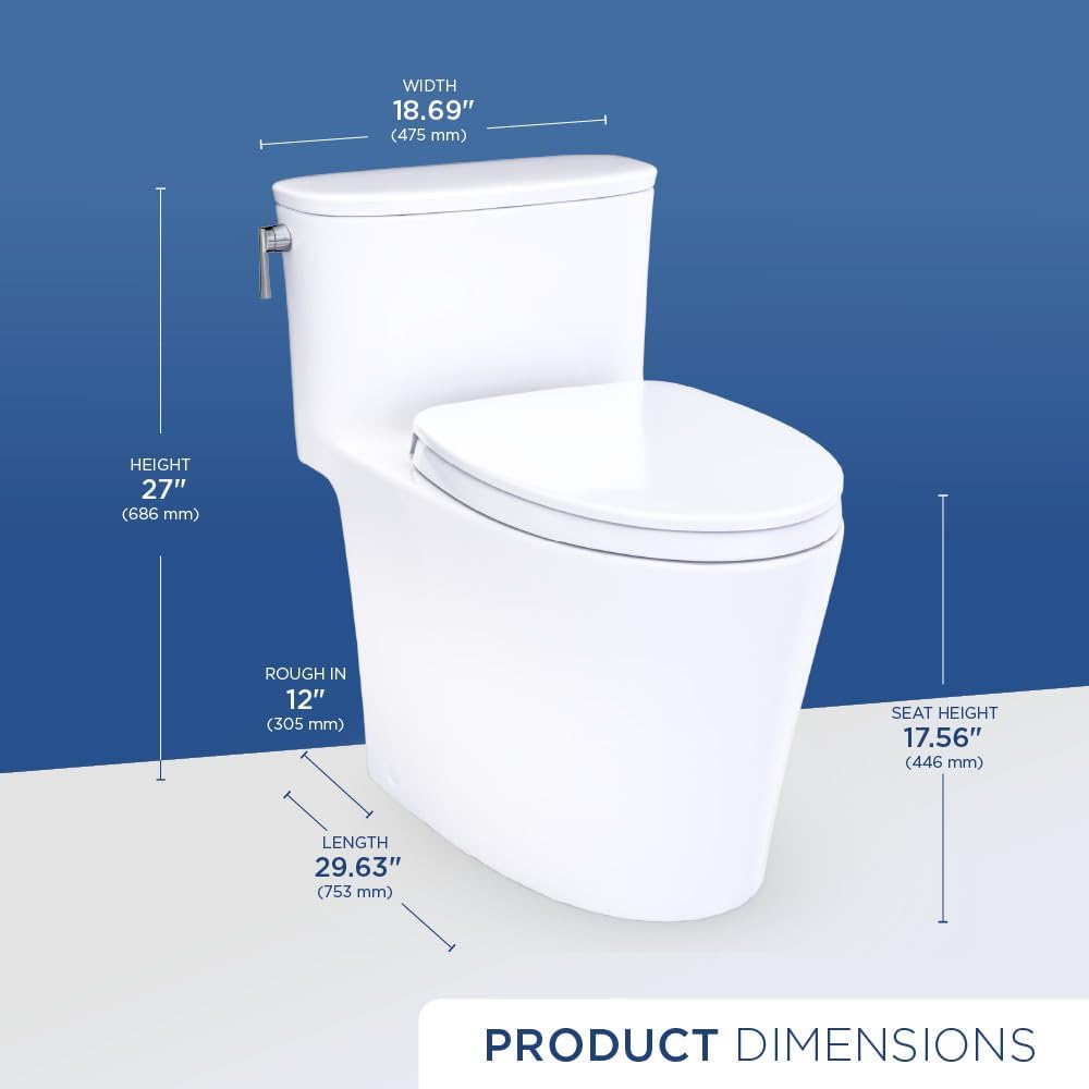 TOTO® Aurora™ One-Piece Elongated 1.28 GPF WASHLET®+ and Auto Flush Ready Universal Height Toilet with SS124 SoftClose® Seat, Ebony - MS686124CEF#51