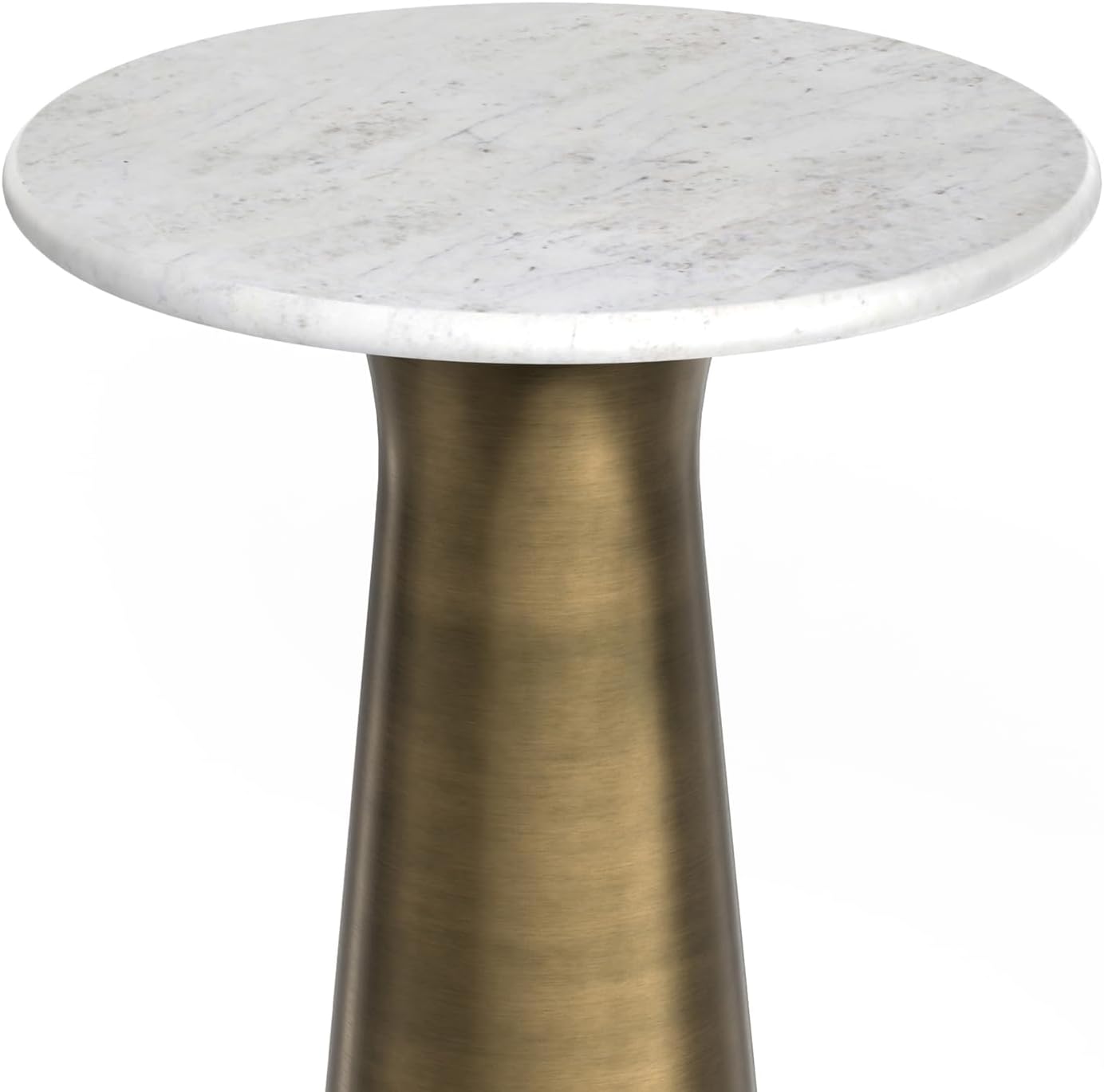 SIMPLIHOME Nicollette Metal Table - 12 inch Wide Solid Metal Round Side Table in Antique Brass, Modern Contemporary Accent Table for Living Room, Bedroom, or Office with Compact Design