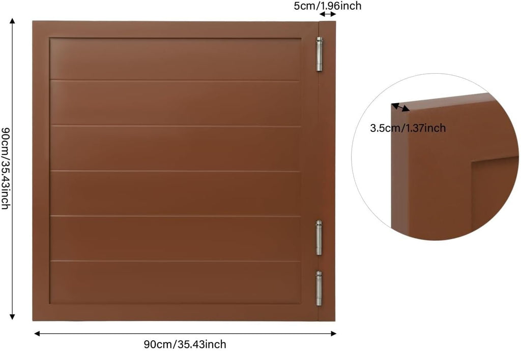 Swinging Doors Cafe Doors, Saloon Half Door, Interior Wood Swing Door for Hallway Kitchen Bar Pub Entrance Partition, Single Door with 3 Spring Hinges(Brown,35.4x35.4in)