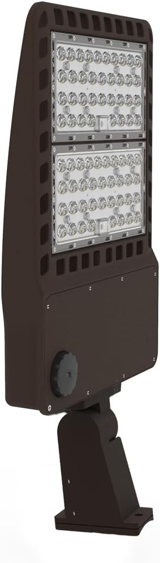 Power Adjustable 200W 240W 300W 277V 480V LED Parking Lot Light Exterior Bronze Street Pole Shoebox Lighting Fixtures 5000K for Sport Court, 600W-1000W MH HPS Equal (Direct Mount)