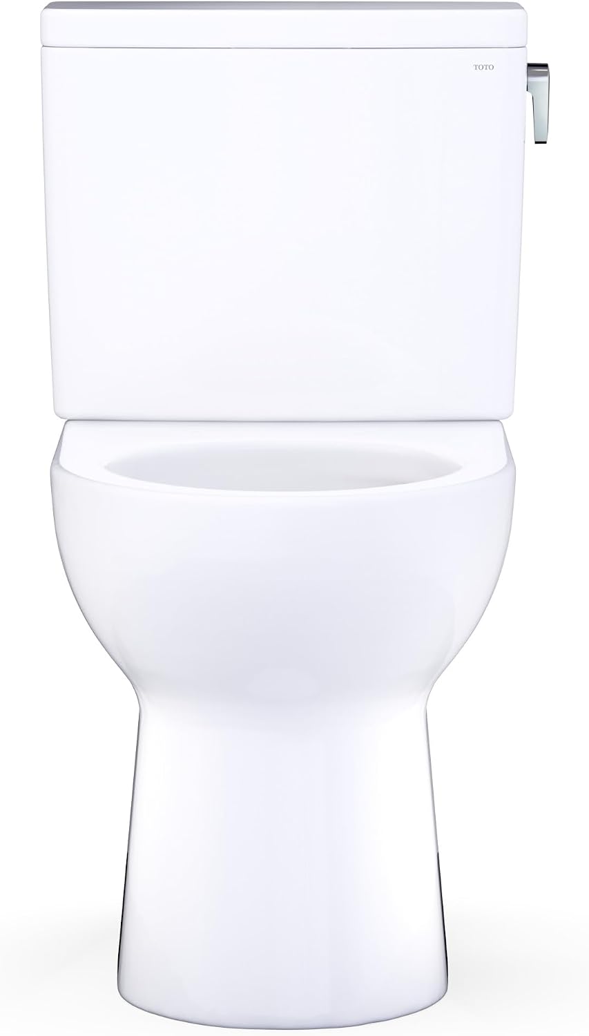 TOTO® Glaston™ Two-Piece Elongated 1.28 GPF Universal Height Toilet with Right-Hand Trip Lever and CEFIONTECT®, Cotton White - CST472CEFRG#01