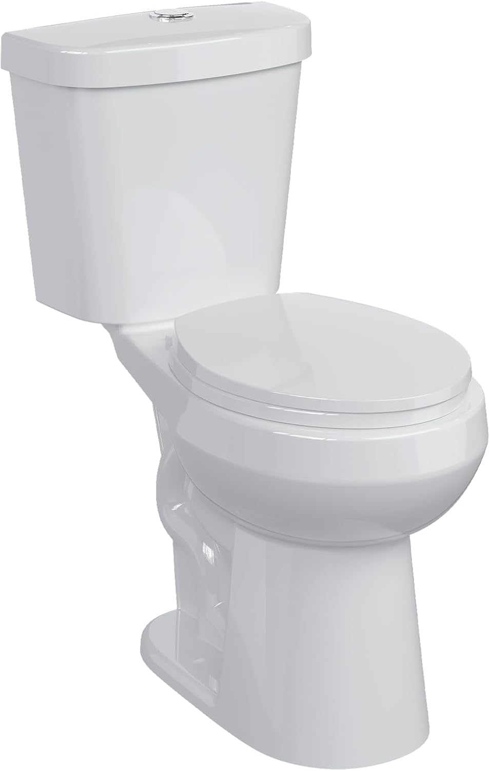 Two-Piece Toilet Chair-Height – Round Bathroom Toilet with Top Dual-Flush Buttons, Comfortable High-Rise Toilet for Seniors, Adults, and Compact Bathrooms