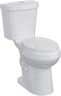 Two-Piece Toilet Chair-Height – Round Bathroom Toilet with Top Dual-Flush Buttons, Comfortable High-Rise Toilet for Seniors, Adults, and Compact Bathrooms