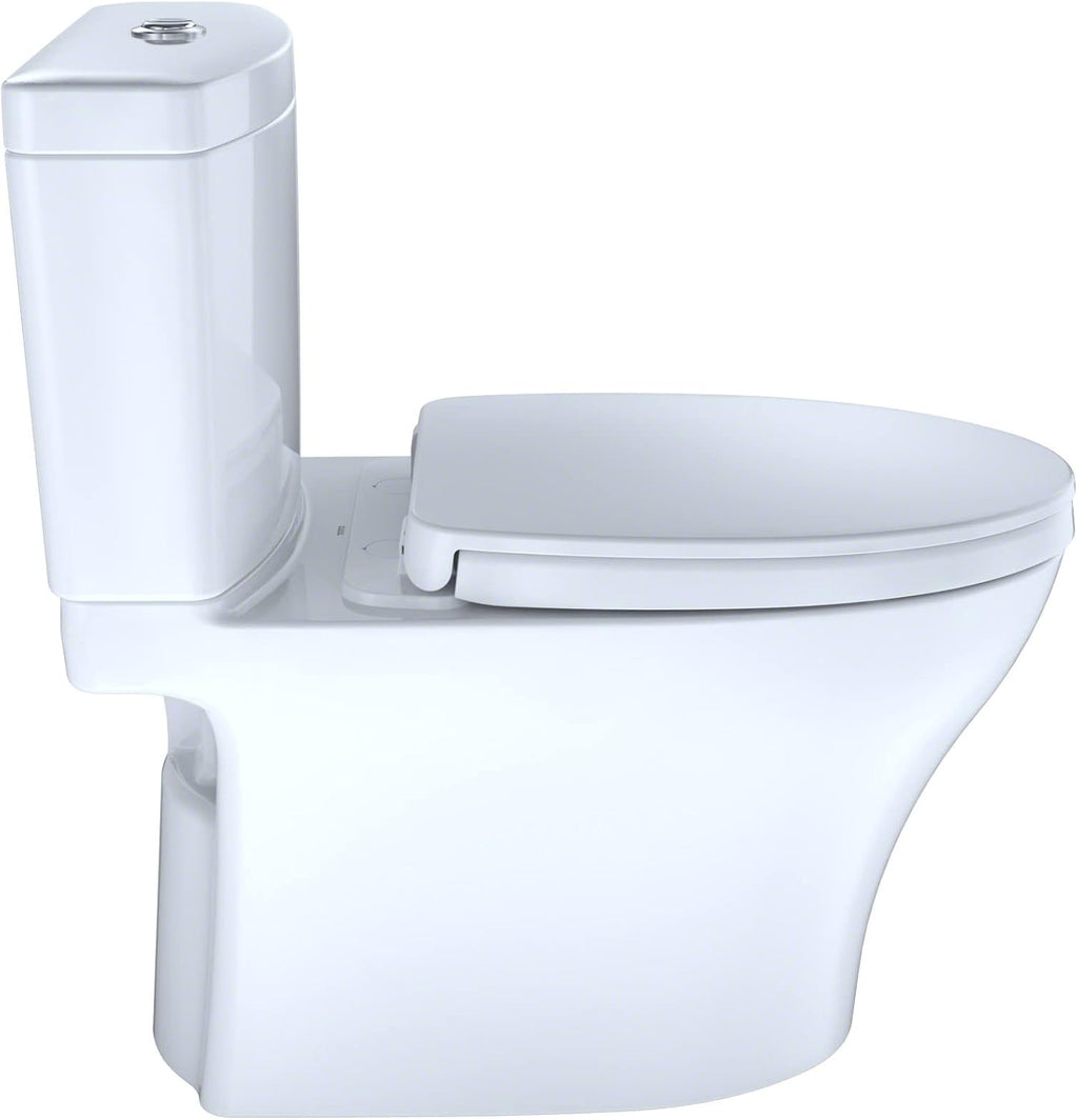 TOTO Aquia IV WASHLET+ Two-Piece Elongated Dual Flush 1.28 and 0.9 GPF Toilet with CEFIONTECT, Cotton White - MS446124CEMGN#01