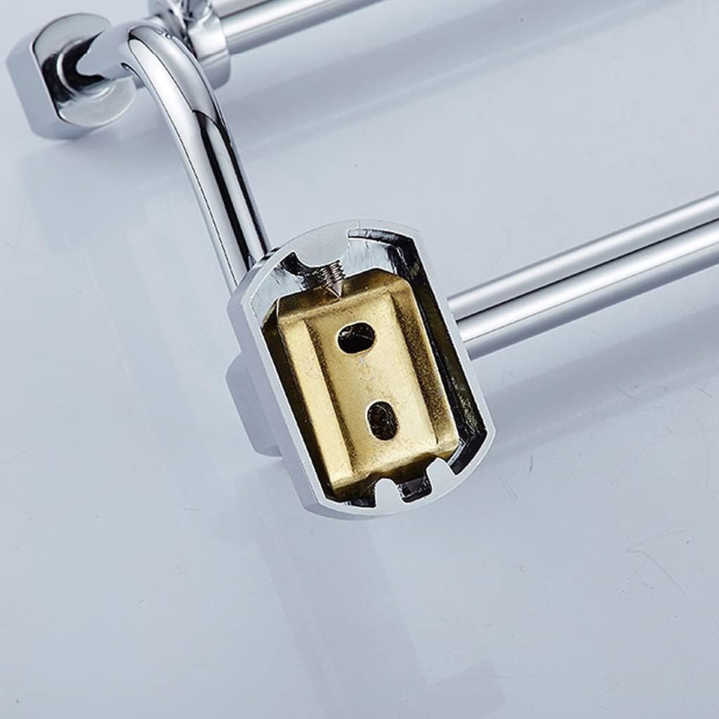 Double Bath Towel Bar Rack with Hooks Brass Polished Chrome for Bathroom, Towel Rod Rack Holder Rail Round Wall Mounted for Bedroom, Kitchen, Living Room,Toilet 80cm