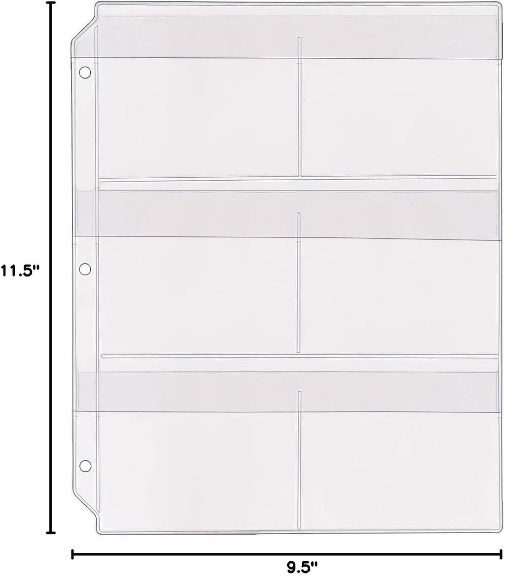 StoreSMART® 6-Pocket Clear Vinyl Binder Page with Flaps - 100-Pack - SPT600-6F-100