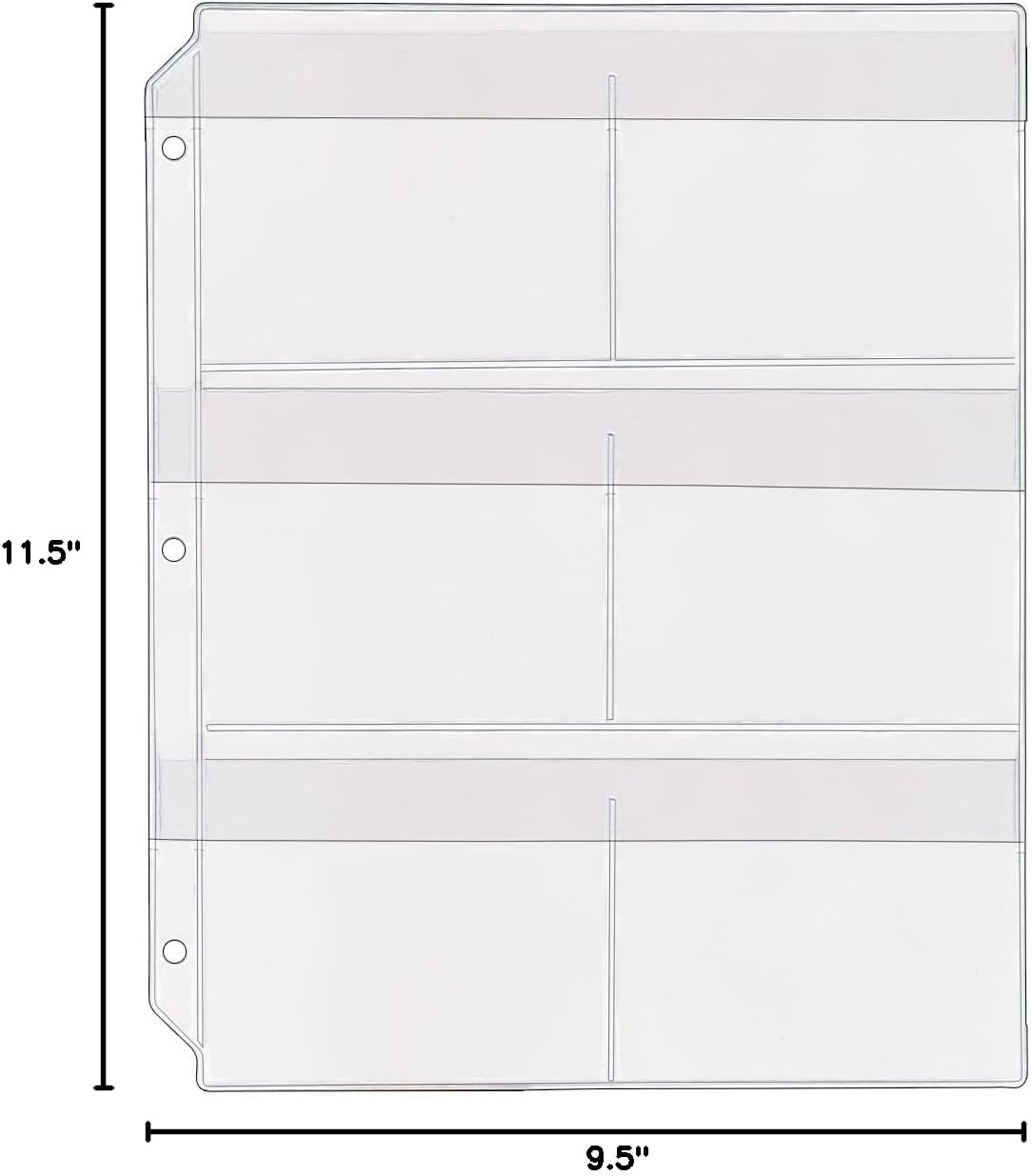 StoreSMART® 6-Pocket Clear Vinyl Binder Page with Flaps - 100-Pack - SPT600-6F-100