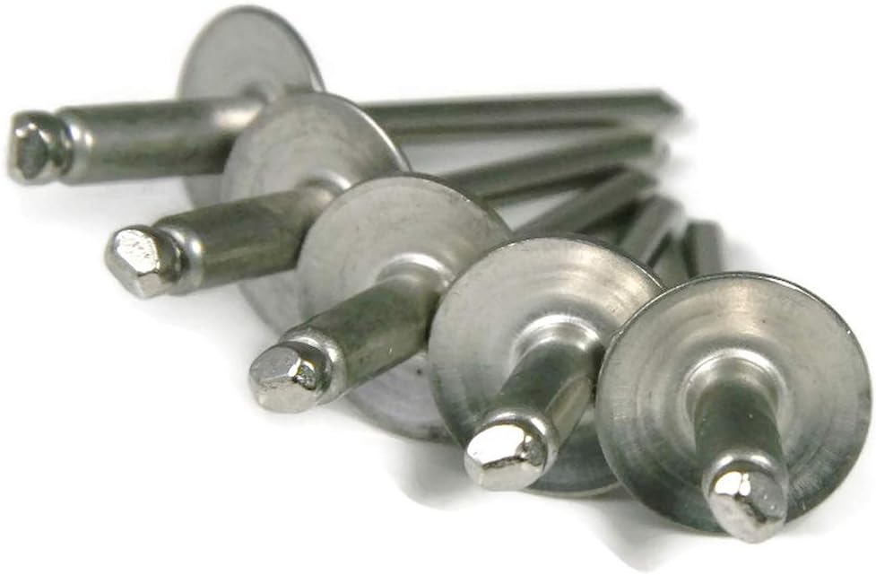 Stainless Steel Pop Rivets Large Flange 3/16 inch Diameter (#6LF) Bulk Quantity Box (6-10LF, 3/16 x 5/8 Grip (0.501-0.625) - 2,000pcs)