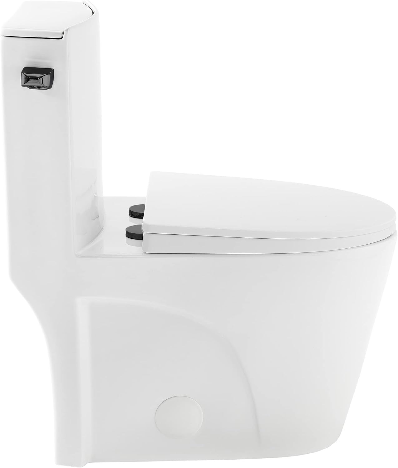 St. Tropez One Piece Elongated Toilet Side Flush 1.28 gpf with Black Hardware