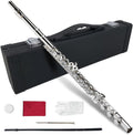 Vetimobato Closed Hole 17 Keys C Flute for Beginners & Students & Adults– Nickel Siver Flute with Hard Case, Cleaning Kit, Tuning Rod – Easy to Play, Durable & Lightweight