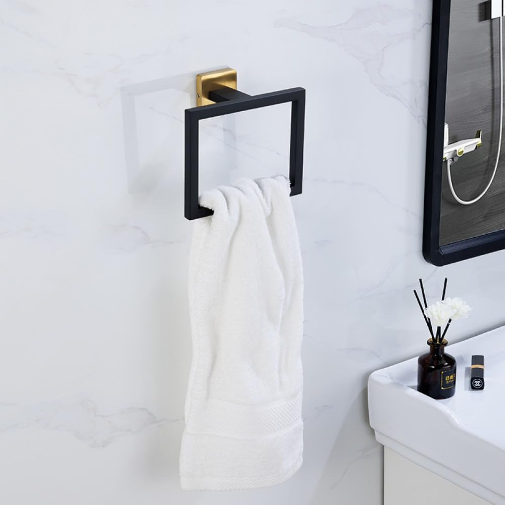 Black Gold Bathroom Hardware Set Wall Mount Stainless Steel Towel Bar Towel Ring Paper Holder Robe Hook Bathroom Accessories Set,SR,5pcs Set