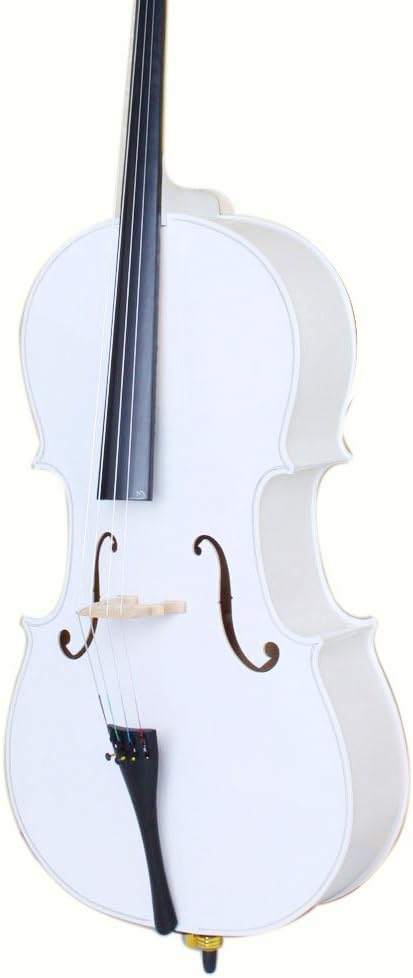 Student Cello,Solid Wood Cello Kit with Case, Bow & Rosin Bridge - Musical Instrument for Beginners Kids & Adults (4/4, White)