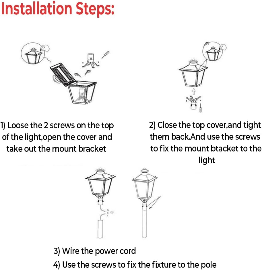 60W-50W-30W (Tunable) LED Post Top Light with Photocell - 3000K/4000K/5000K LED Pathway Pole Lights - 7800LM Outdoor Garden Lighting Fixture Dusk to Dawn Parking Lot Area Light