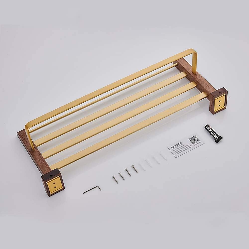 Towel Rack – Heavy Duty Wall-Mounted Towel Bar, Black Walnut & Aluminum, Brushed Gold & Coffee, Dual Installation for Bathroom, Kitchen, Hotel
