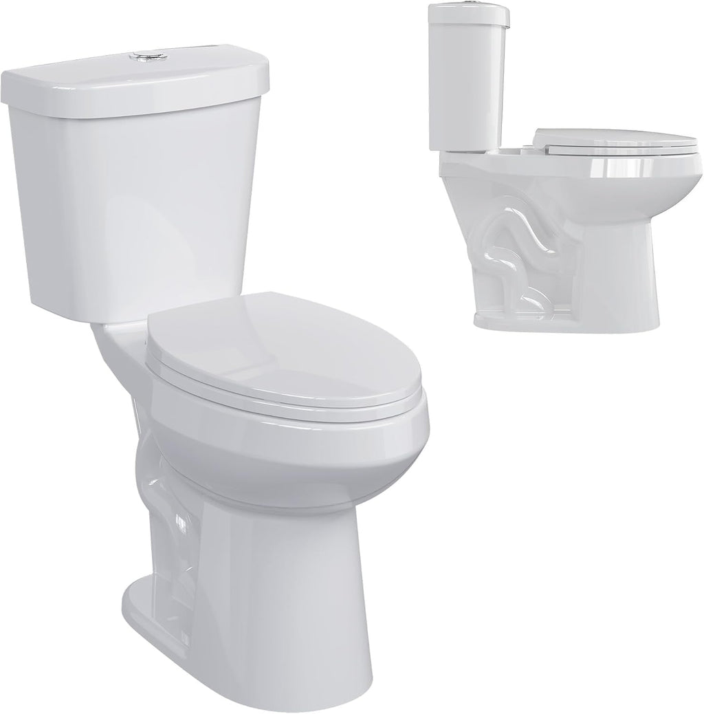 Two Piece Toilet - Elongated Bowl, 19' ADA Compliant Comfort Height, Dual Flush, Water Efficient, Slow Close Seat