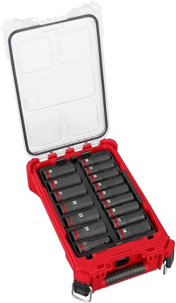16Pc 49-66-6803 Impact Duty Socket Set for Milwaukee 1/2' Drive Packout Socket Set - Black