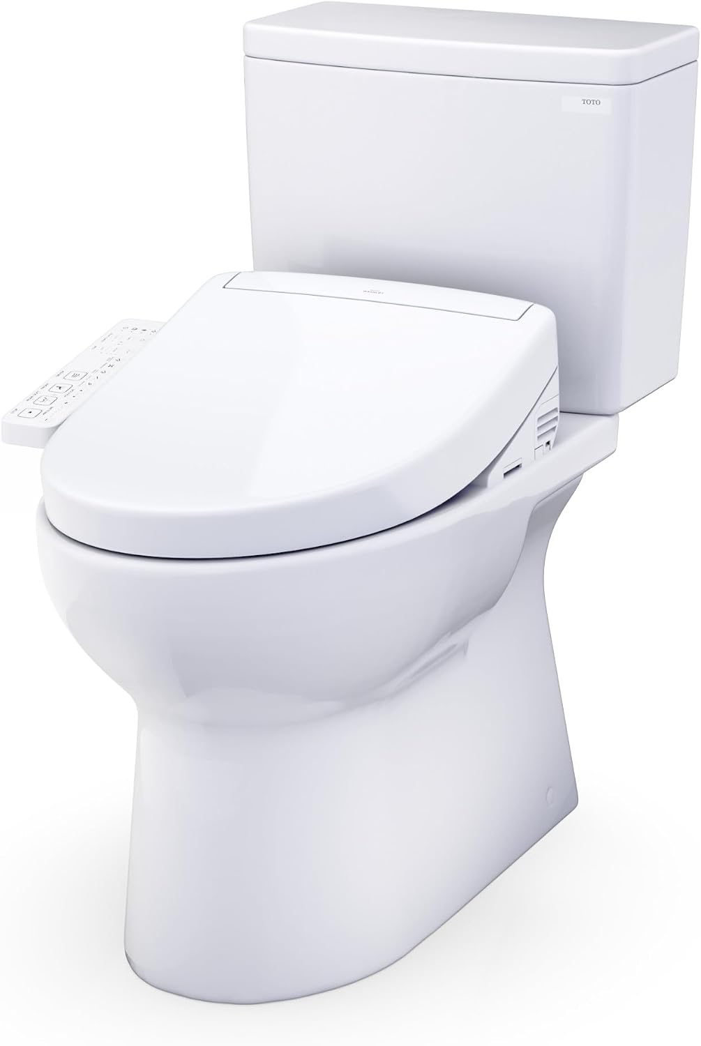 TOTO® Glaston™ WASHLET®+ S2 Two-Piece Elongated 1.0 GPF Universal Height Toilet with CEFIONTECT®, Cotton White - MW4723346CUFG#01