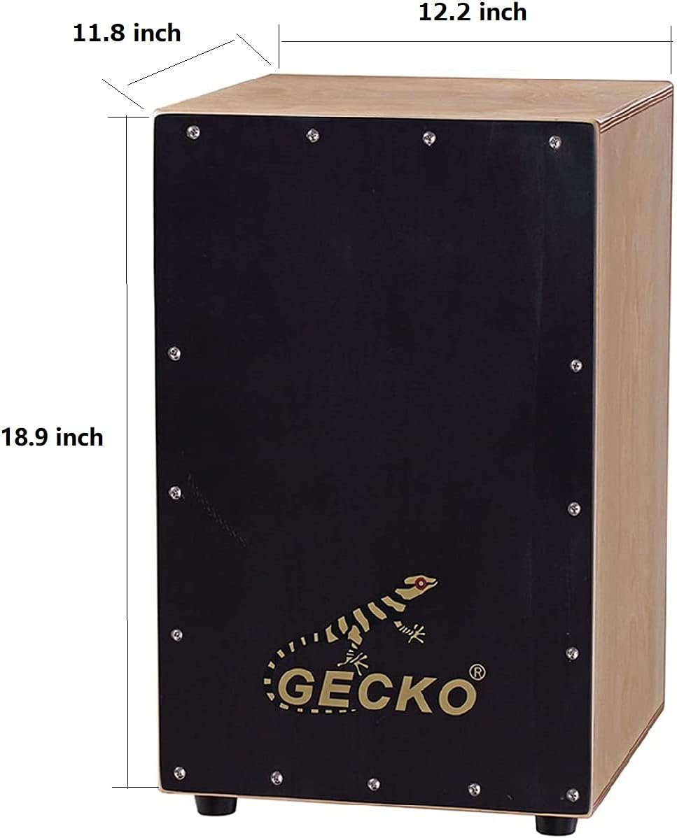 GECKO Cajon BOX Drum-Wooden Percussion Box musical instrument bass drum box acoustic box drum beat box with Internal Adjustable Guitar Strings cajon drum set package