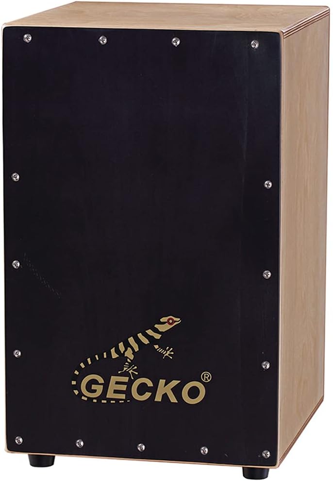GECKO Cajon BOX Drum-Wooden Percussion Box musical instrument bass drum box acoustic box drum beat box with Internal Adjustable Guitar Strings cajon drum set package