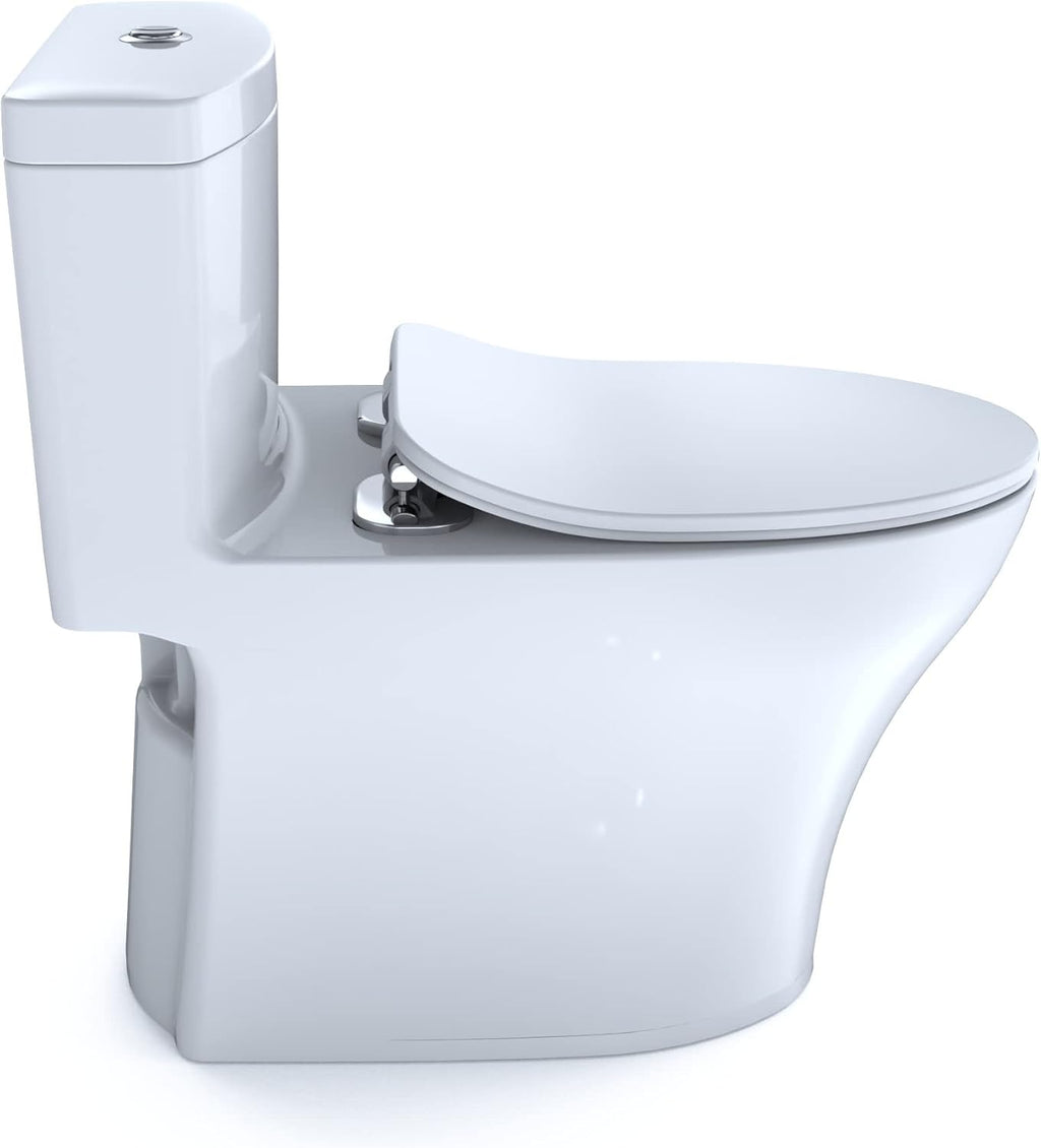 TOTO® Aquia® IV One-Piece Elongated Dual Flush 1.28 and 0.9 GPF Universal Height, WASHLET®+ Ready Toilet with CEFIONTECT®, Cotton White- MS646234CEMFGN#01